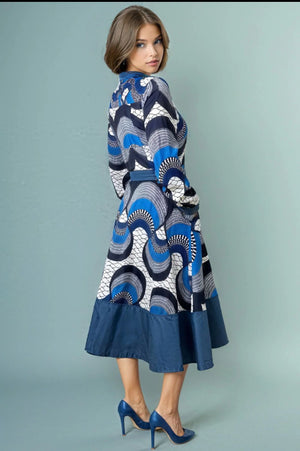 Navy Printed Dress