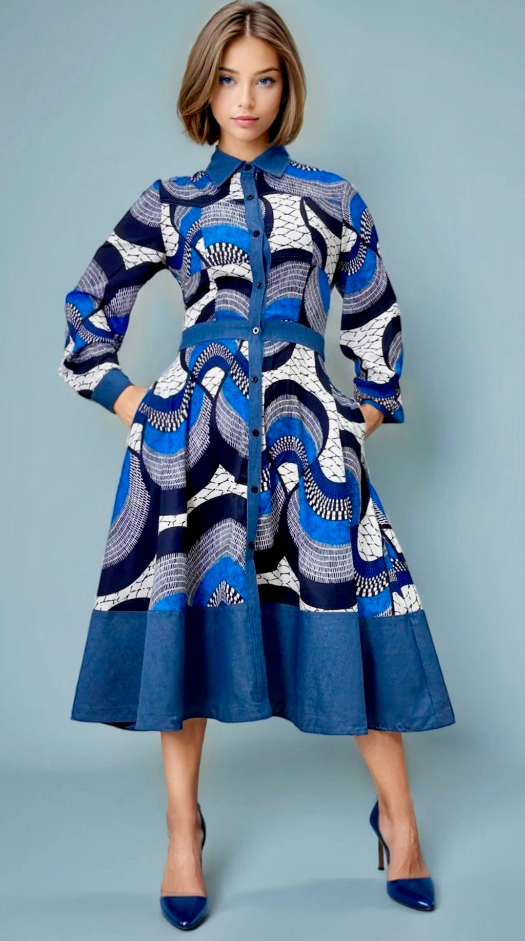 Navy Printed Dress