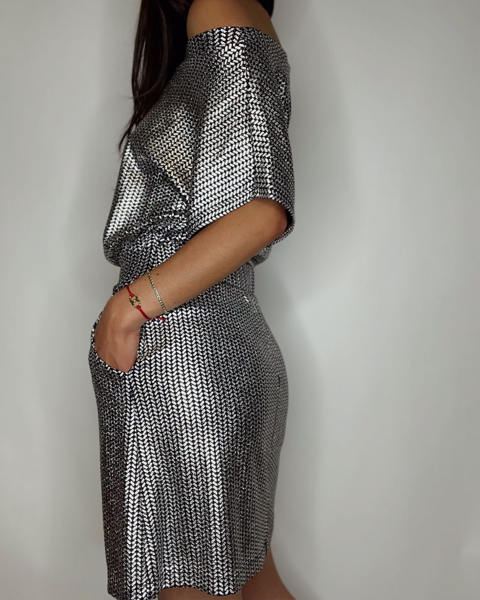 Priya Silver Blouse Skirt Set