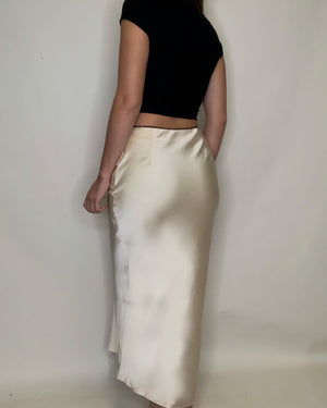 Cream Satin Mini Bow Skirt