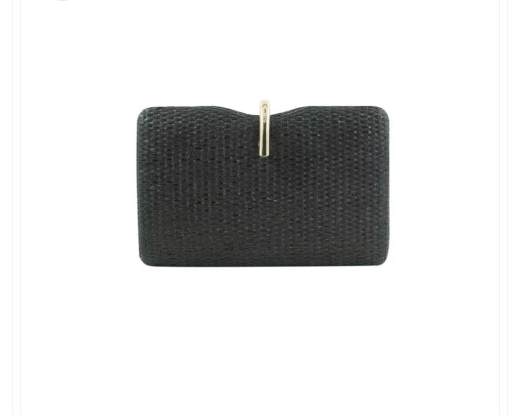 Black Straw Clutch Bag