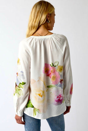 White Floral 2tie Blouse