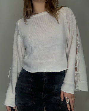 Ivory Side Sleeve Ties Sweater