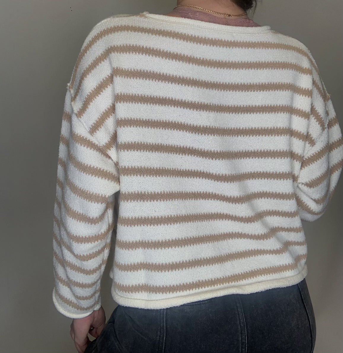 Straw Striped Boxy Sweater