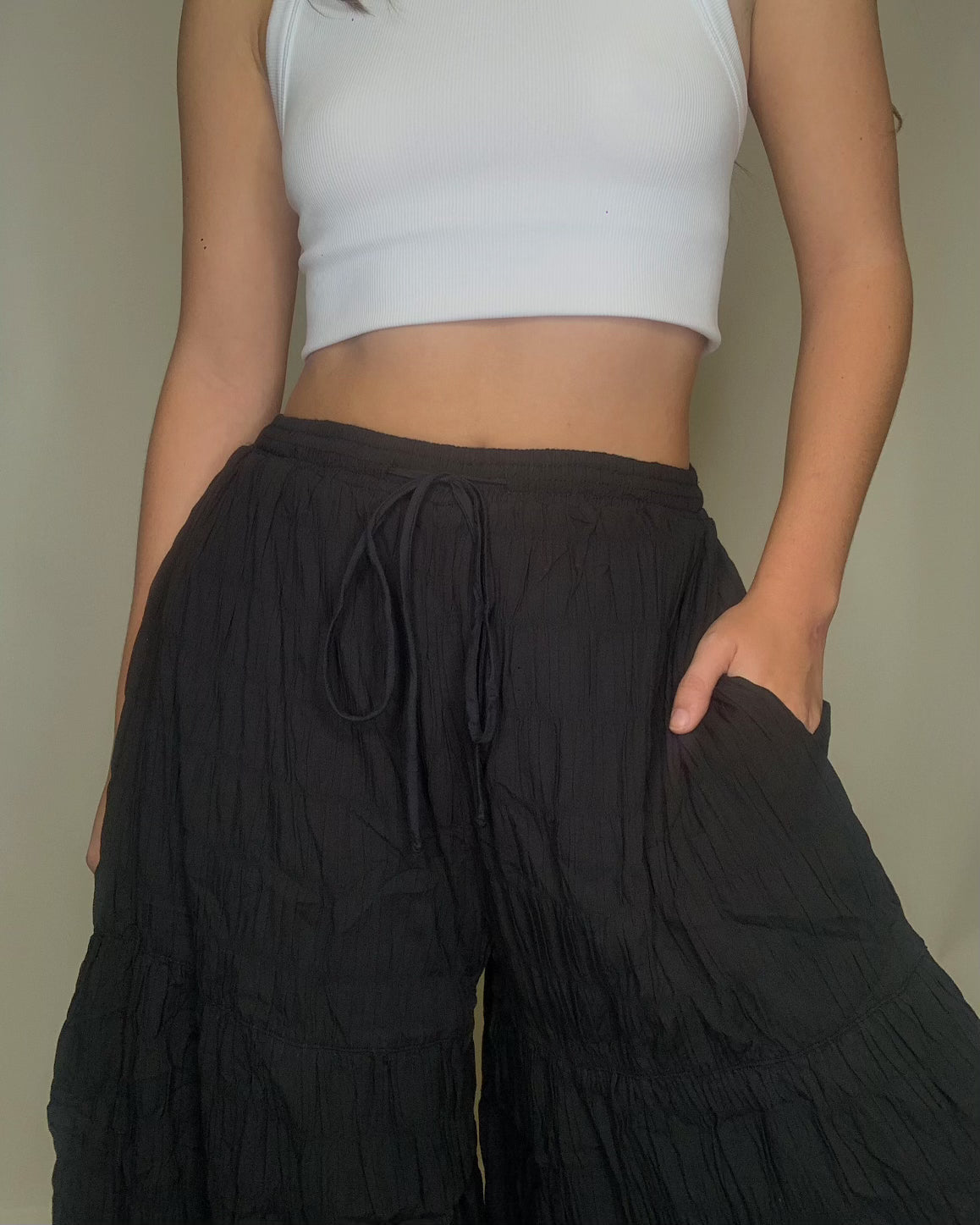 Black Pleated Palazzo Pants