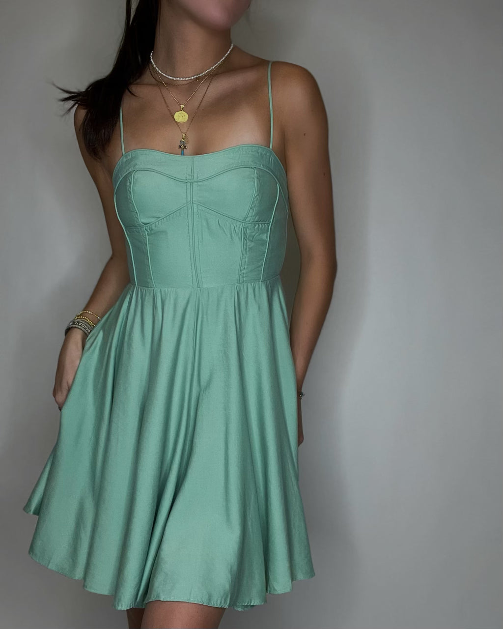 Sea Green Piping Dress