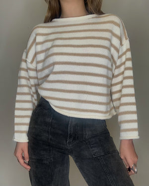 Straw Striped Boxy Sweater