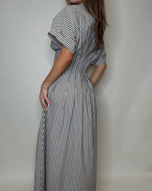 Black Striped Button Down Maxi Dress