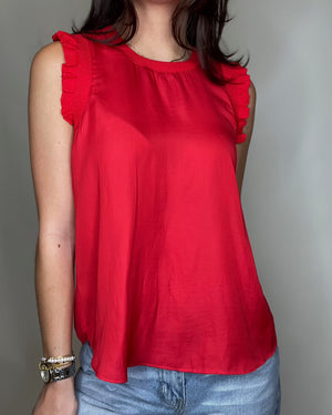 Radiant Red Ruffle Detailed Top