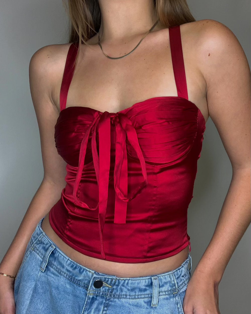 Garnet Red Bustier Top