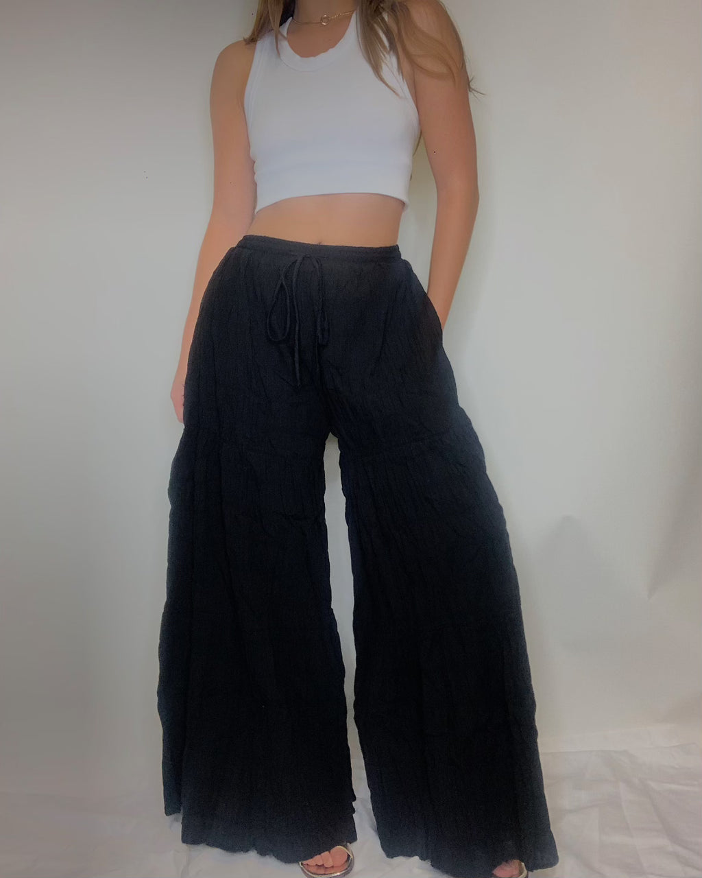 Black Pleated Palazzo Pants