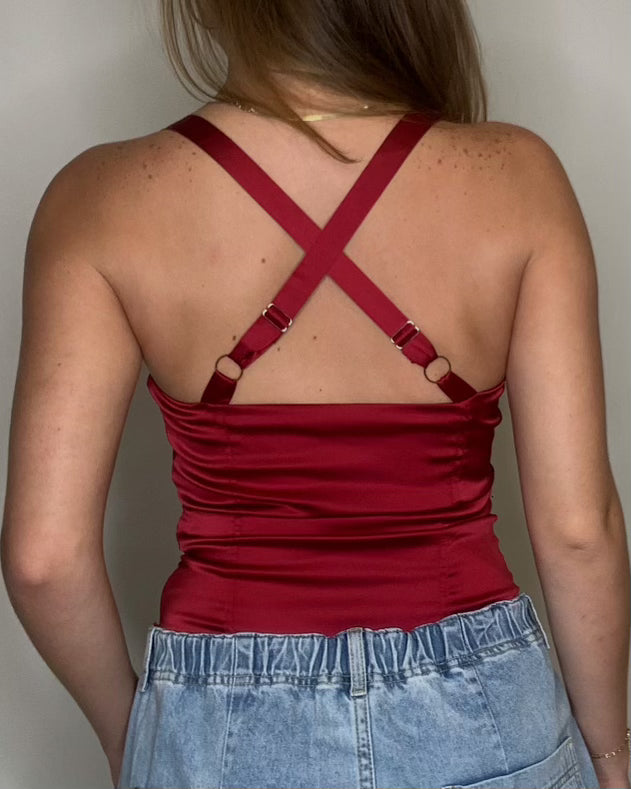 Garnet Red Bustier Top