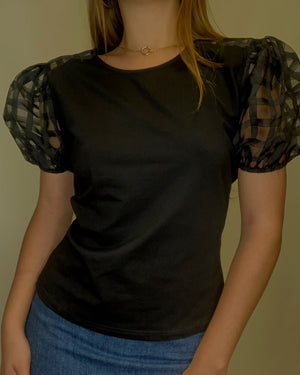 Black Organza Knit Top