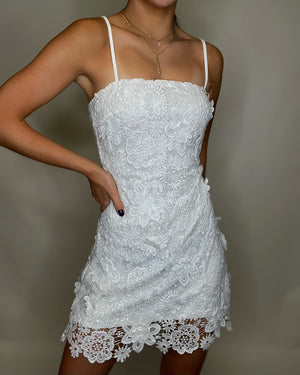 White Flower Embroidered Dress