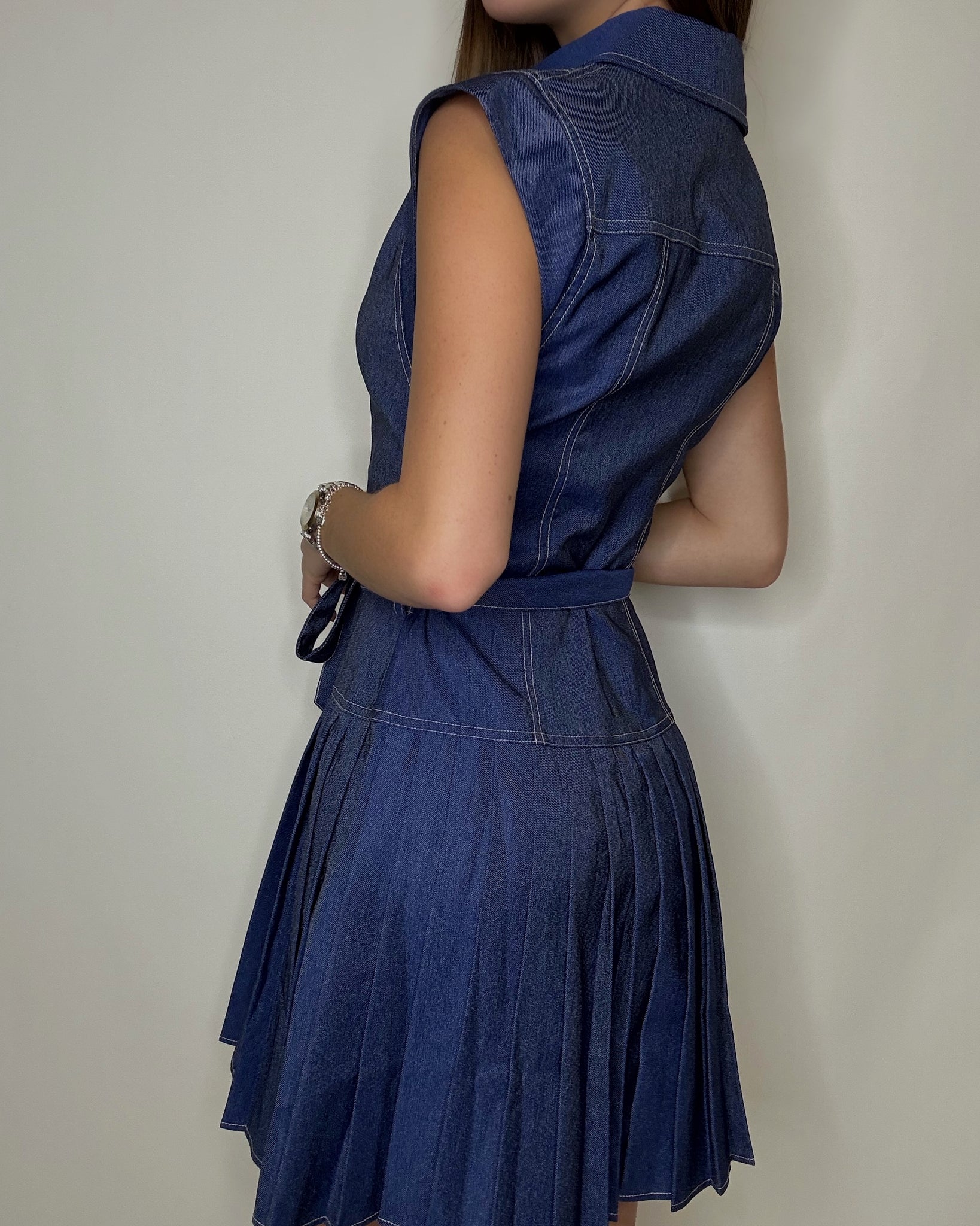 Dark Denim Blue Button Down Dress