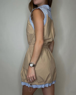 Taupe Contrast Poplin Dress