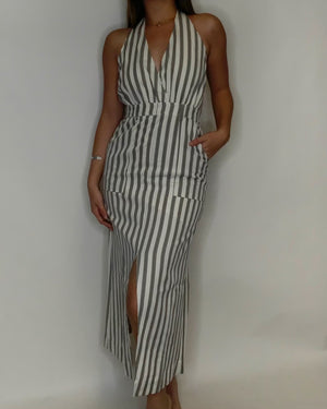 Stripe Halter Pencil Dress