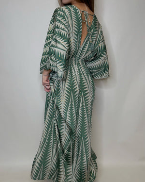 Green Print Kimono Style Dress