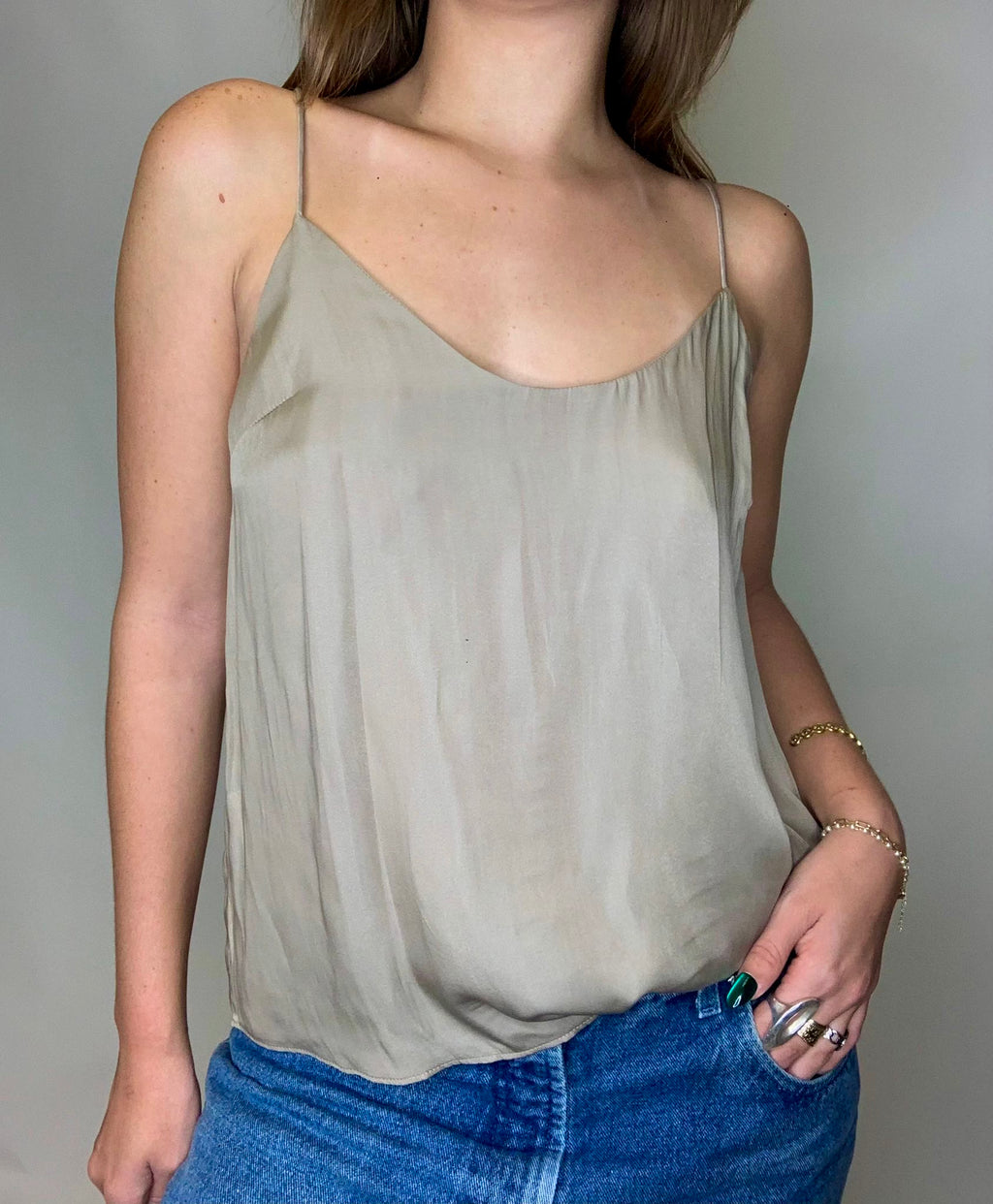 Desert Taupe Satin Cami Top