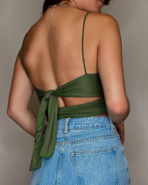 Olive Double Knot Crop Top