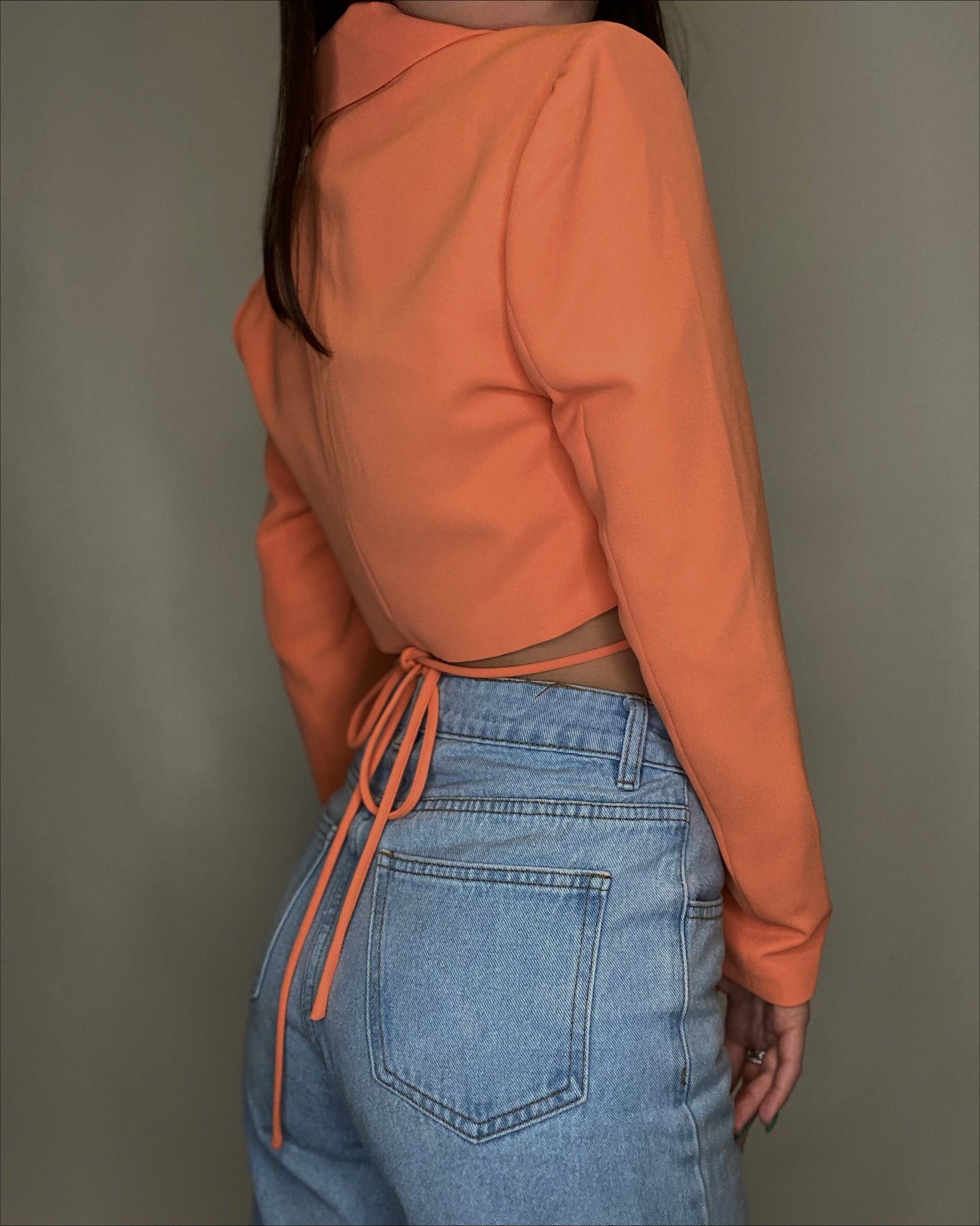 Orange Cropped Blazer