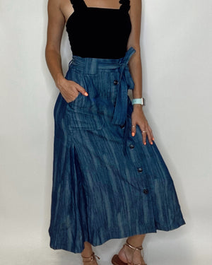 Indigo Blue Midi Skirt