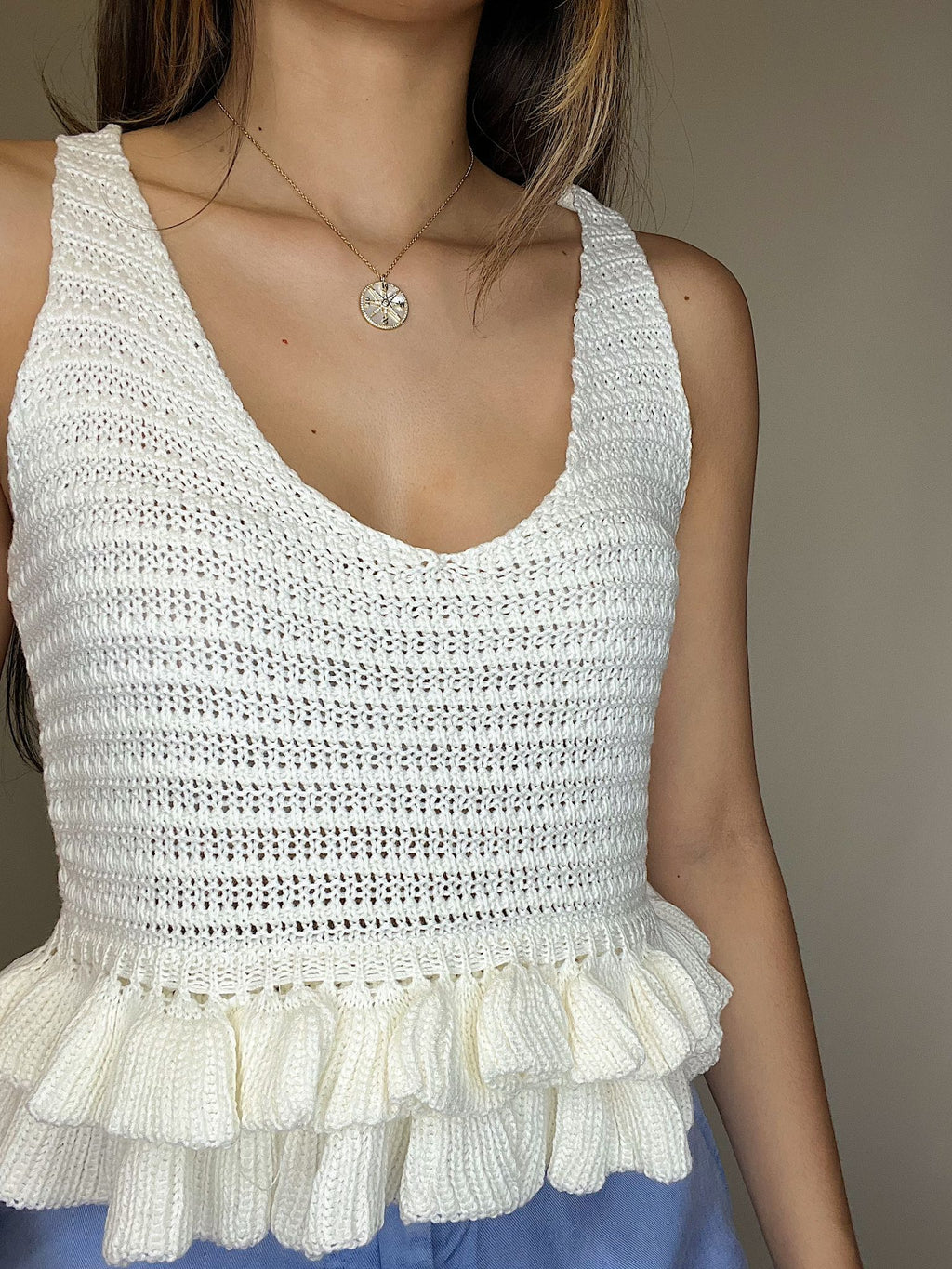 Off White Sweater Tank Top